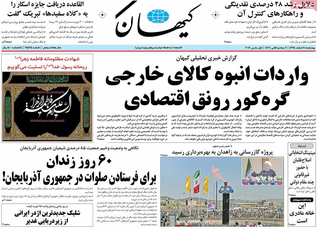 A Look at Iranian Newspaper Front Pages on March 1