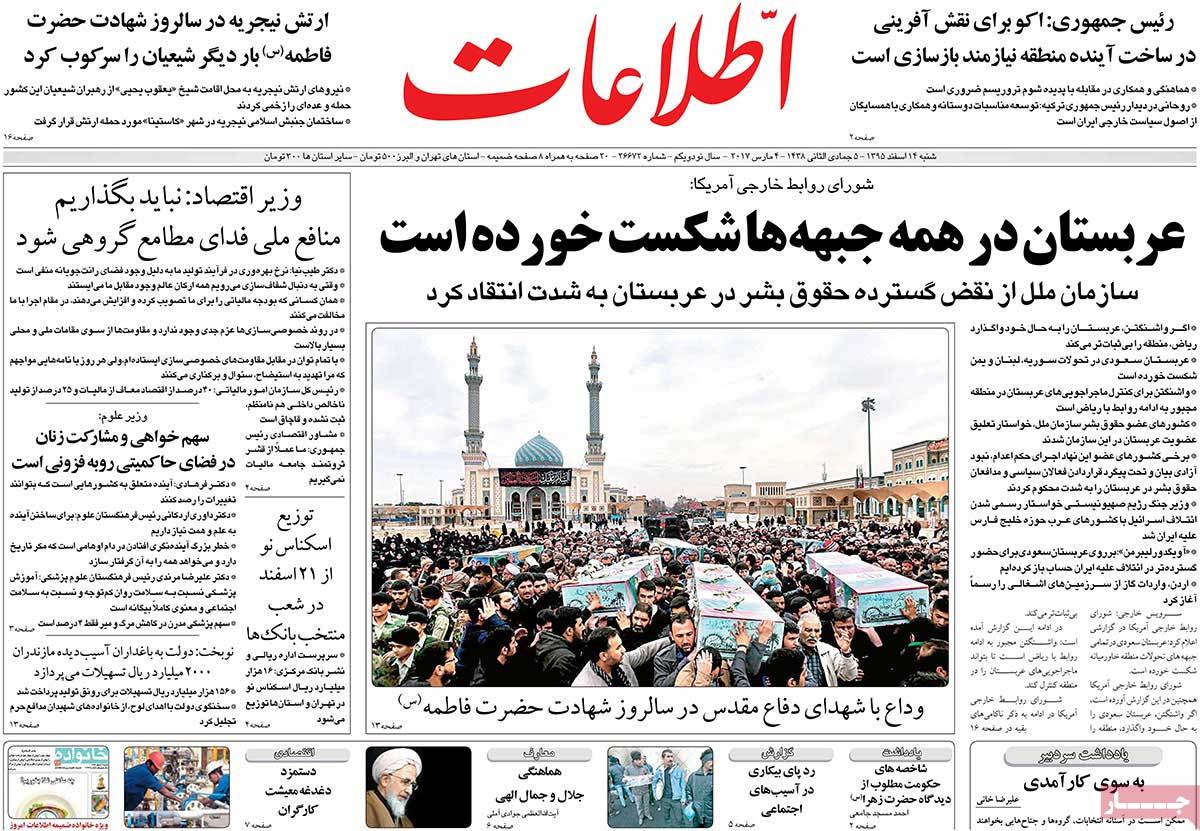 A Look at Iranian Newspaper Front Pages on March 4