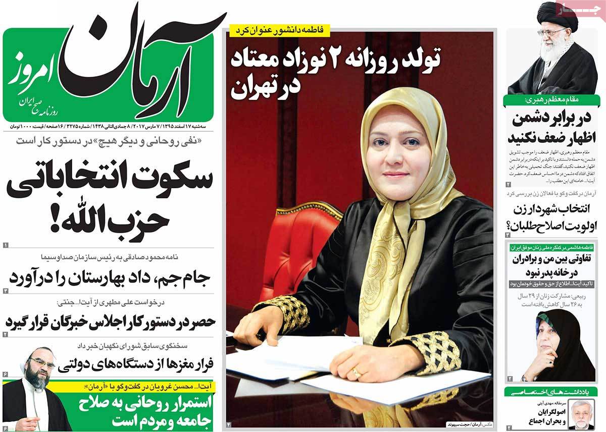 A Look at Iranian Newspaper Front Pages on March 7