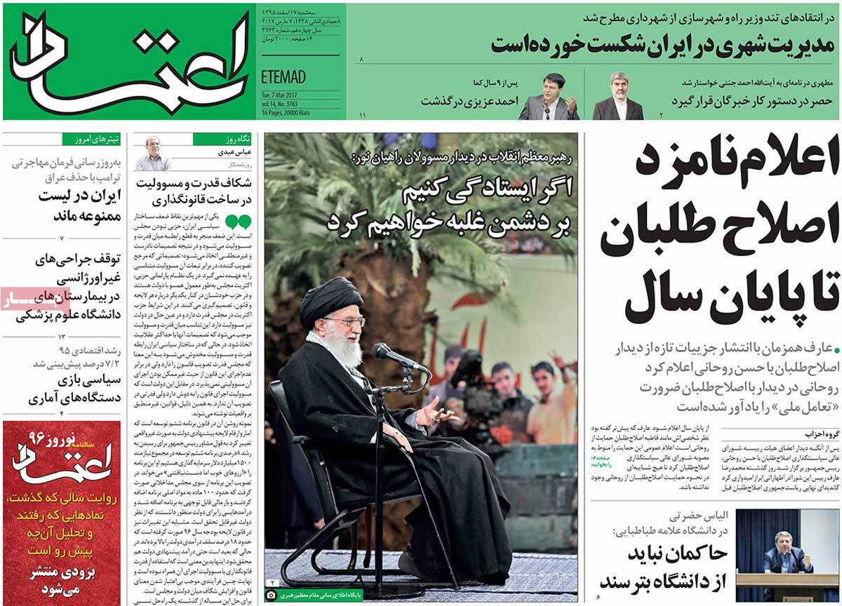 A Look at Iranian Newspaper Front Pages on March 7