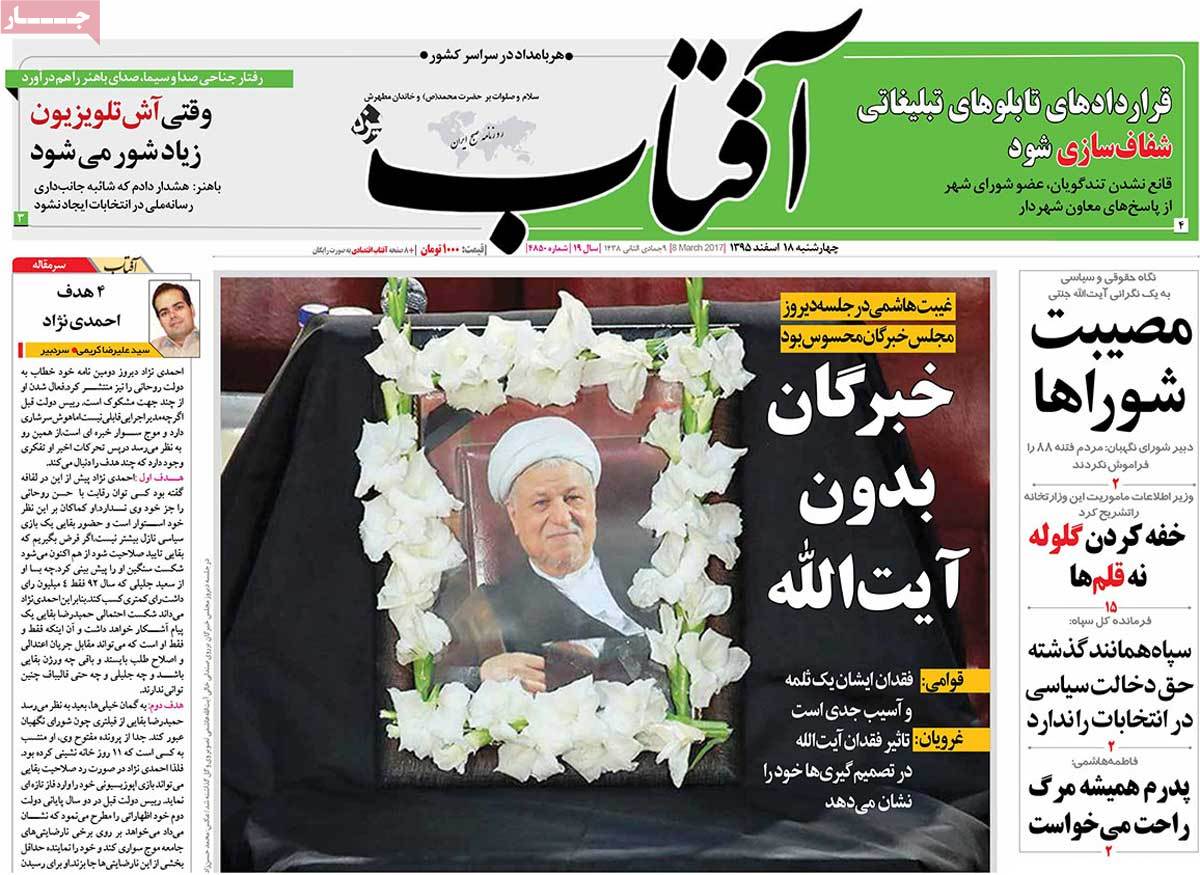 A Look at Iranian Newspaper Front Pages on March 8