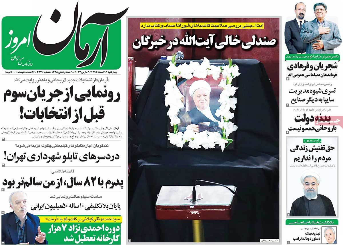 A Look at Iranian Newspaper Front Pages on March 8