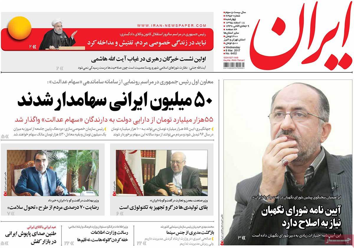 A Look at Iranian Newspaper Front Pages on March 8