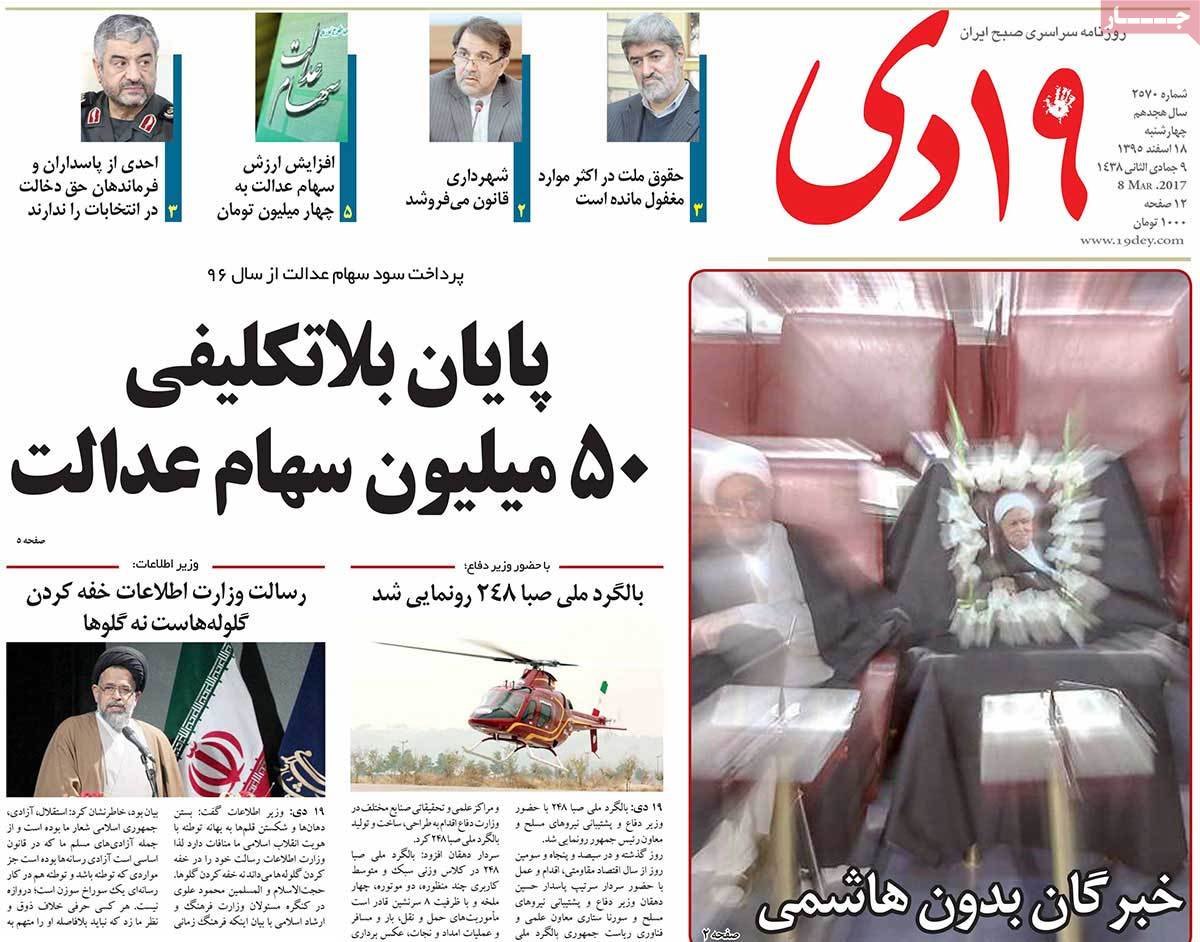 A Look at Iranian Newspaper Front Pages on March 8