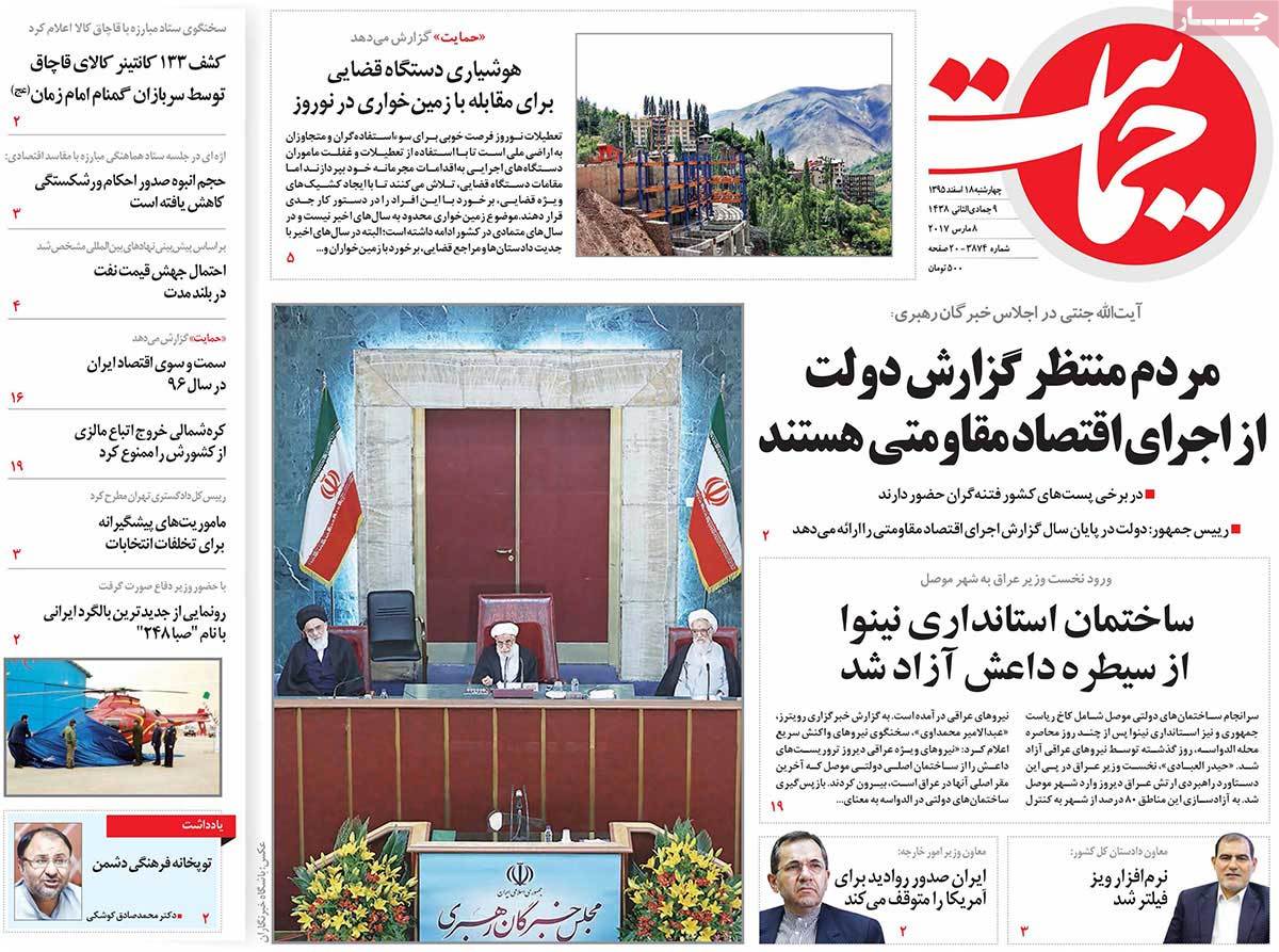 A Look at Iranian Newspaper Front Pages on March 8