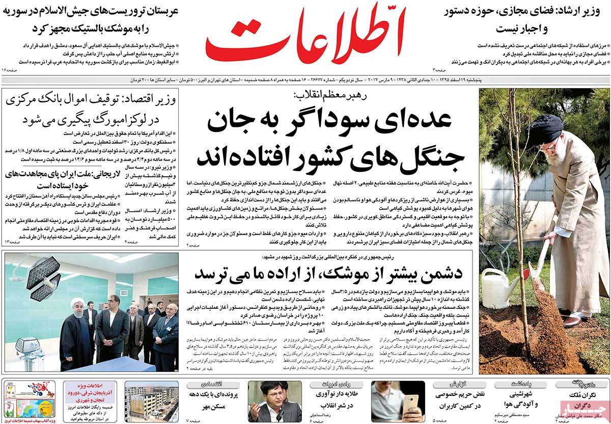 A Look at Iranian Newspaper Front Pages on March 9