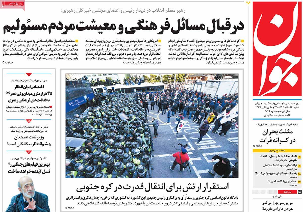 A Look at Iranian Newspaper Front Pages on March 11