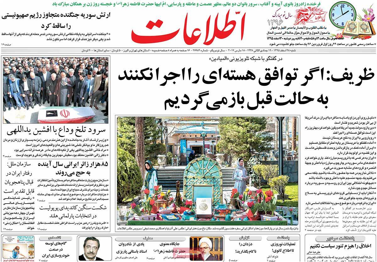 A Look at Iranian Newspaper Front Pages on March 18