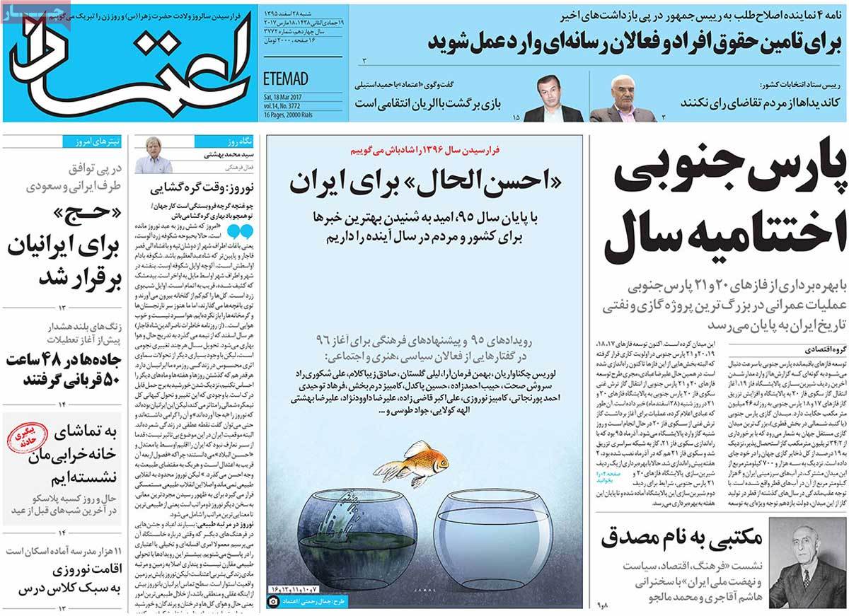 A Look at Iranian Newspaper Front Pages on March 18