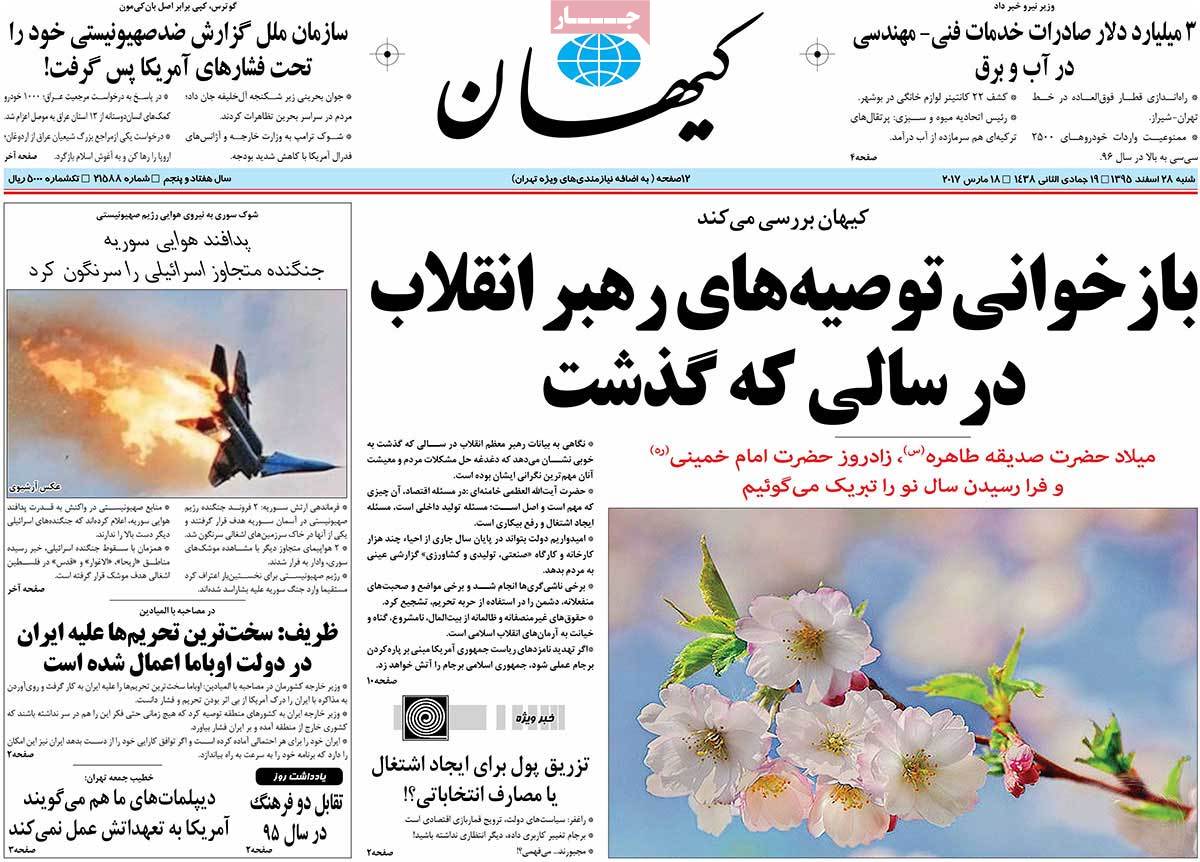 A Look at Iranian Newspaper Front Pages on March 18