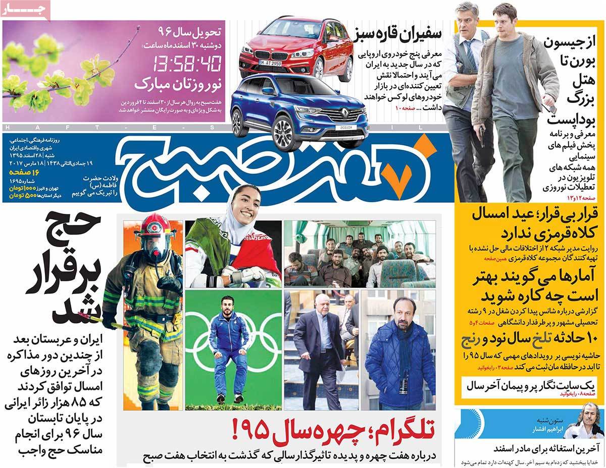 A Look at Iranian Newspaper Front Pages on March 18