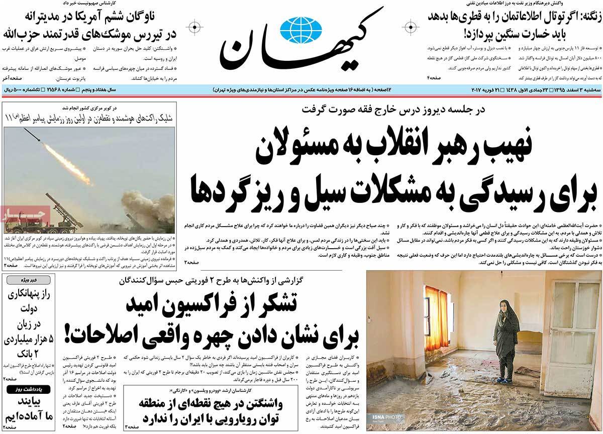 A Look at Iranian Newspaper Front Pages on February 21
