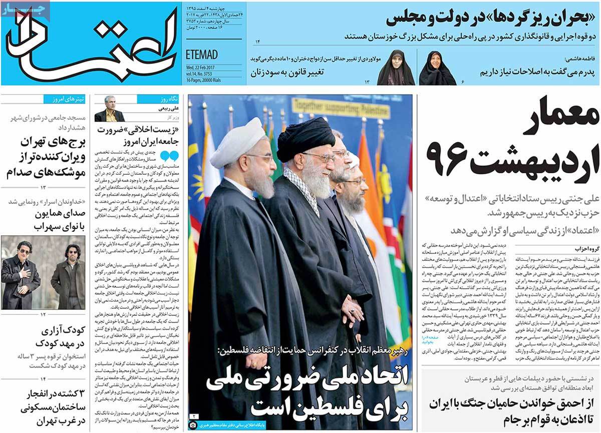 A Look at Iranian Newspaper Front Pages on February 22