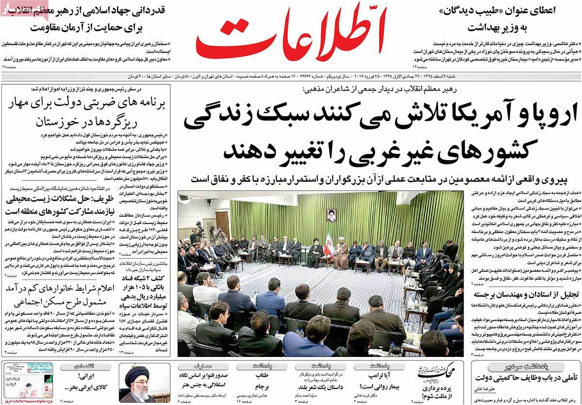 A Look at Iranian Newspaper Front Pages on February 25