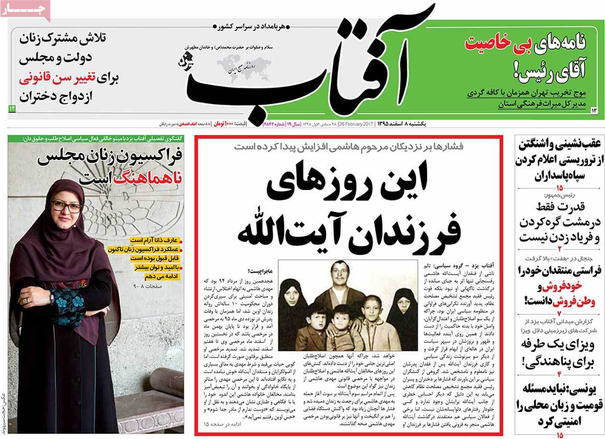 A Look at Iranian Newspaper Front Pages on February 26