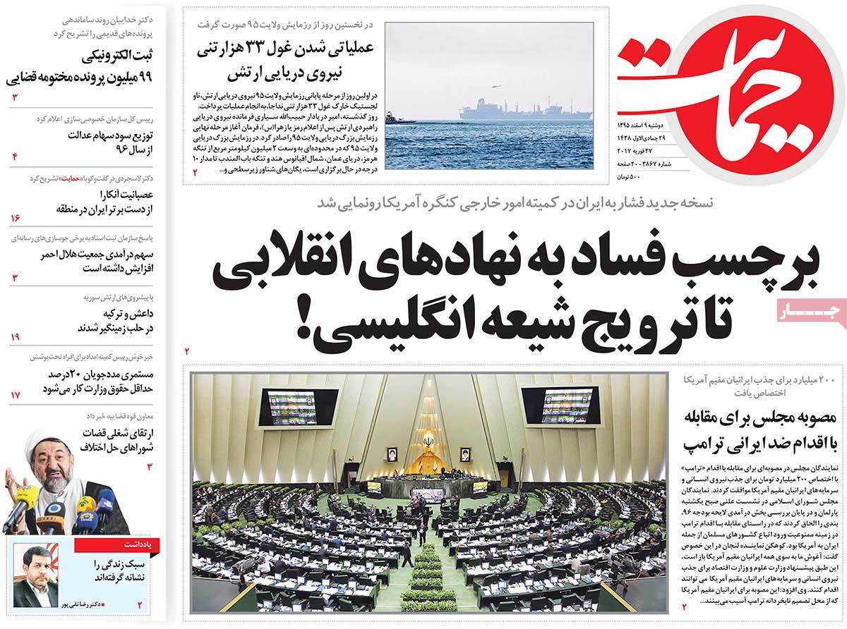 A Look at Iranian Newspaper Front Pages on February 27