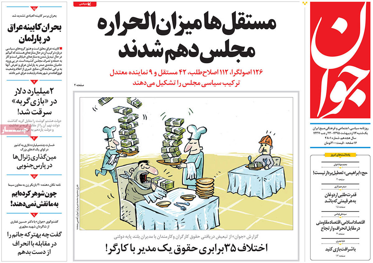 A Look at Iranian Newspaper Front Pages on May 1