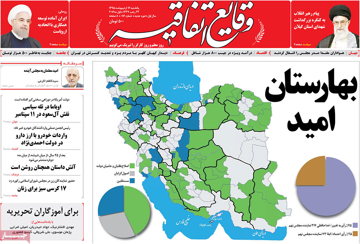 A Look at Iranian Newspaper Front Pages on May 1