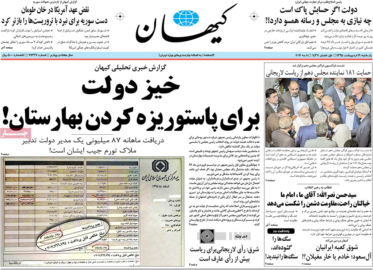 A Look at Iranian Newspaper Front Pages on May 8