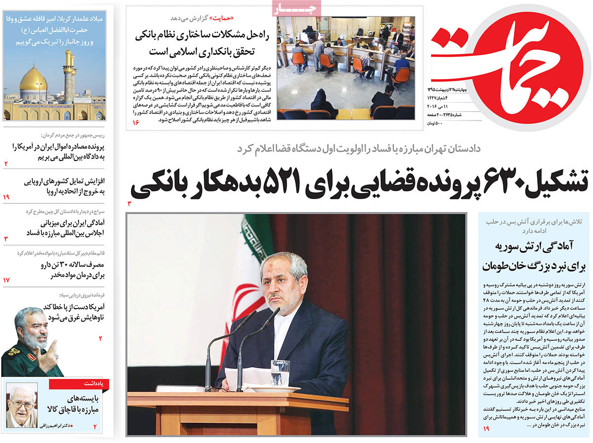 A Look at Iranian Newspaper Front Pages on May 11