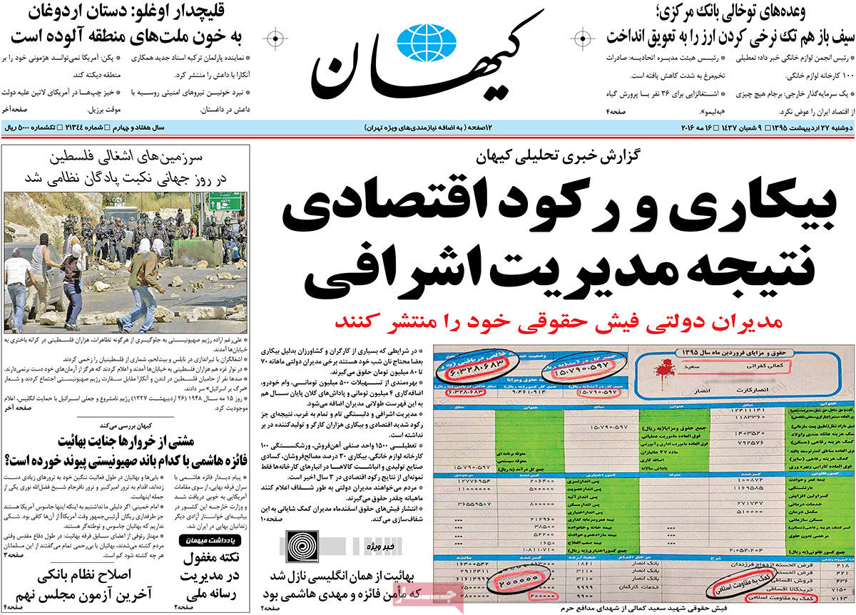 A Look at Iranian Newspaper Front Pages on May 16