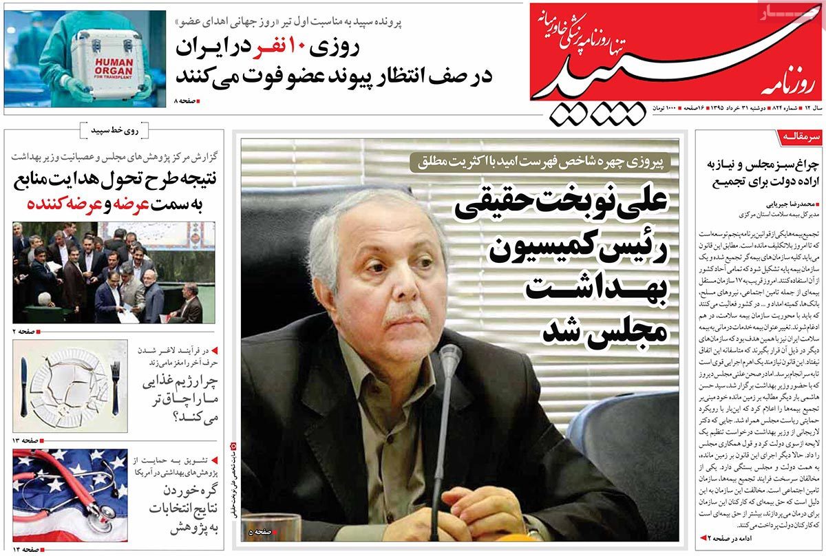 A Look at Iranian Newspaper Front Pages on June 20