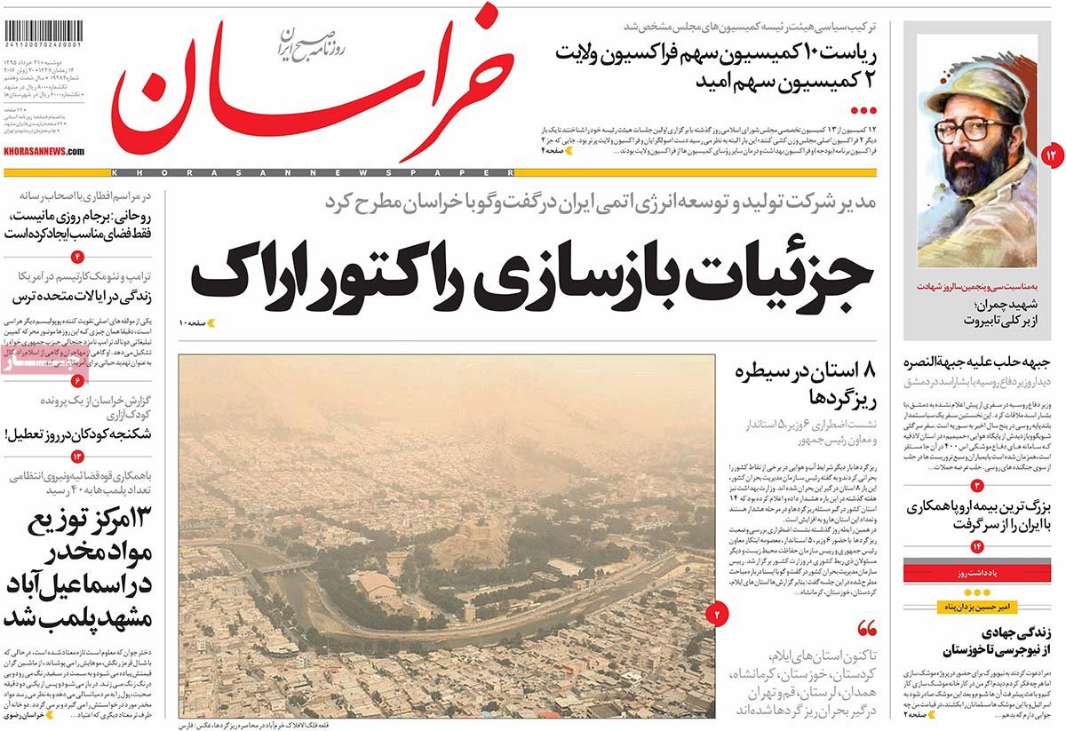 A Look at Iranian Newspaper Front Pages on June 20