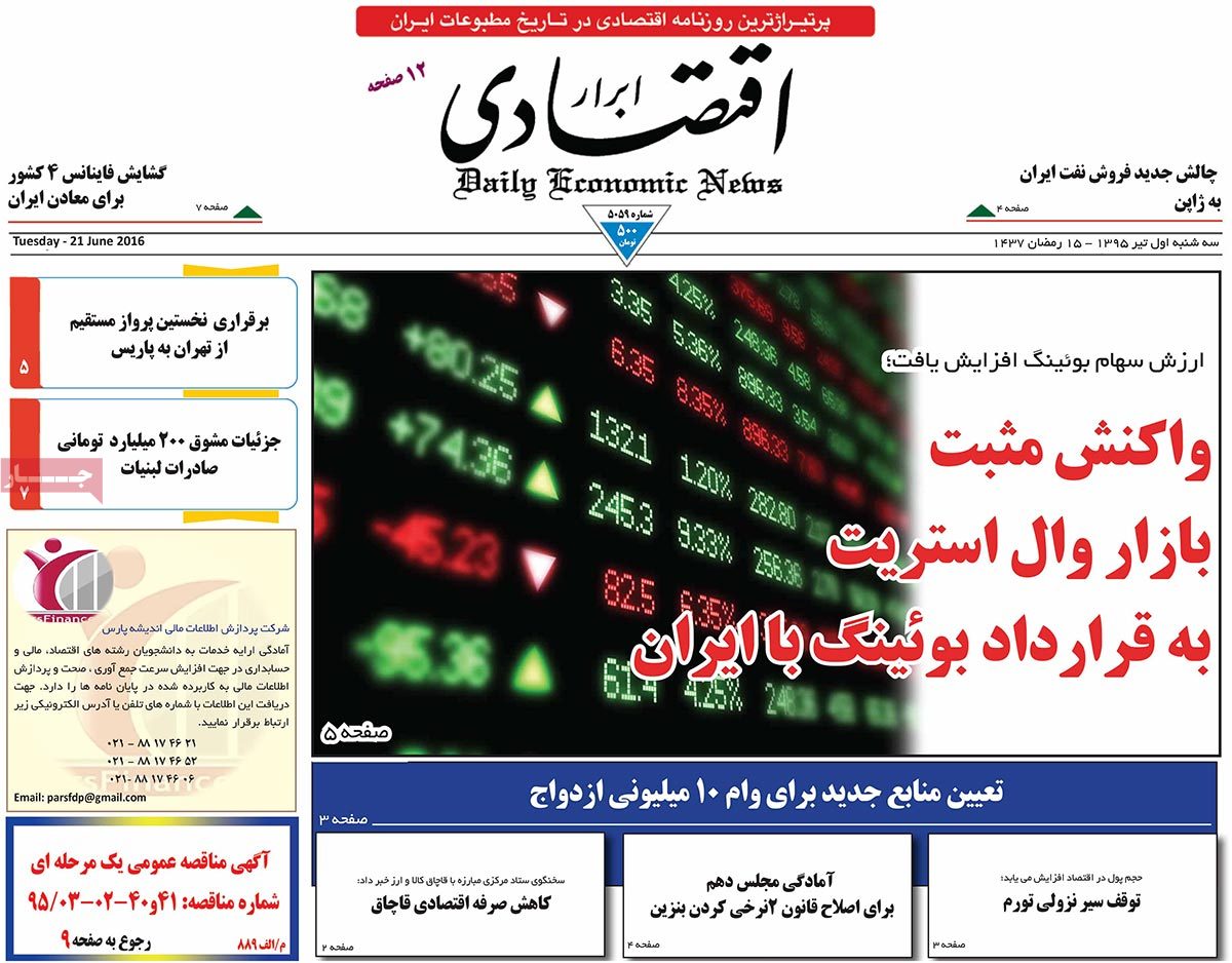 A Look at Iranian Newspaper Front Pages on June 21