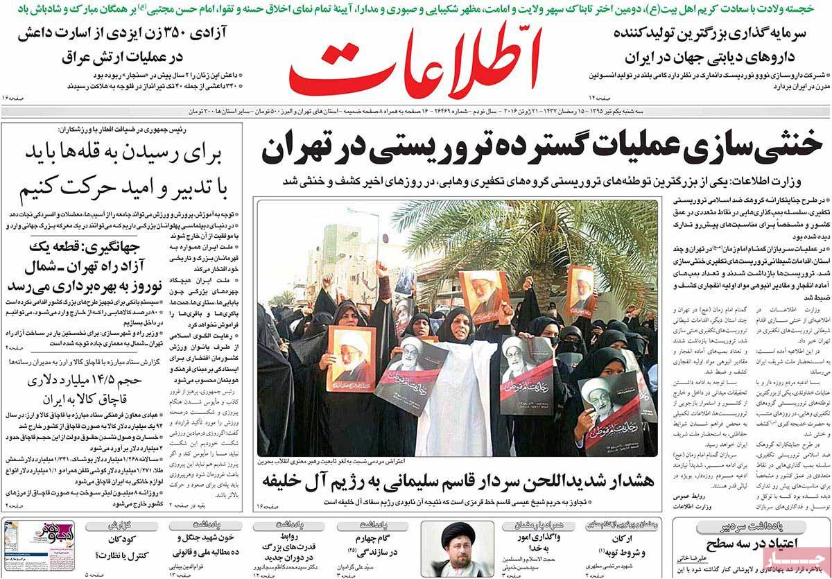 A Look at Iranian Newspaper Front Pages on June 21