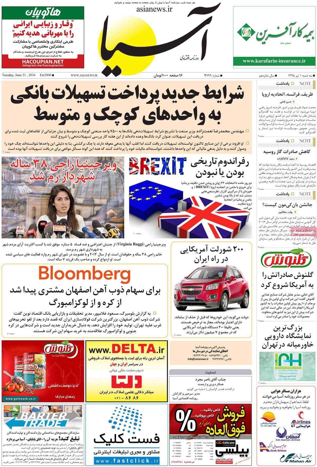 A Look at Iranian Newspaper Front Pages on June 21