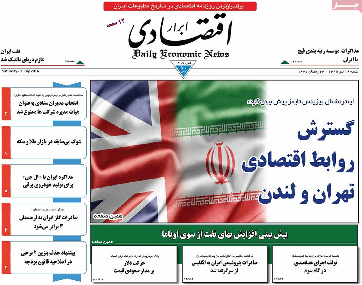 A Look at Iranian Newspaper Front Pages on July 2