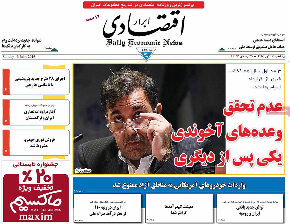 A Look at Iranian Newspaper Front Pages on July 3