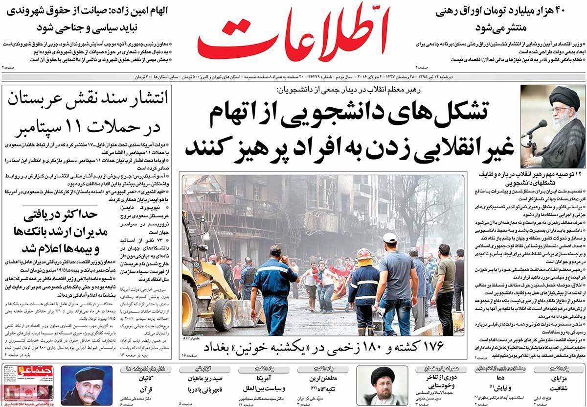 A Look at Iranian Newspaper Front Pages on July 4