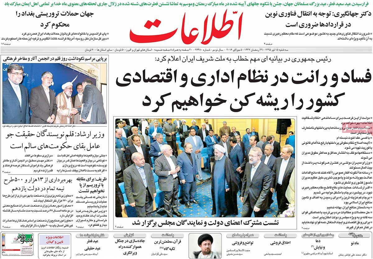 A Look at Iranian Newspaper Front Pages on July 5