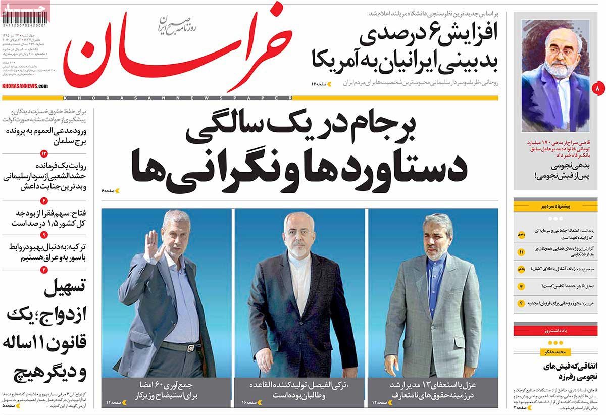 A Look at Iranian Newspaper Front Pages on July 13