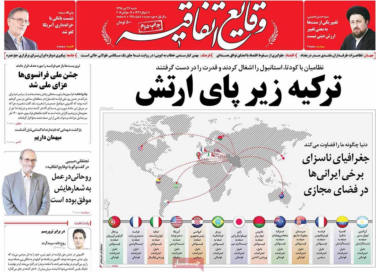 A Look at Iranian Newspaper Front Pages on July 16