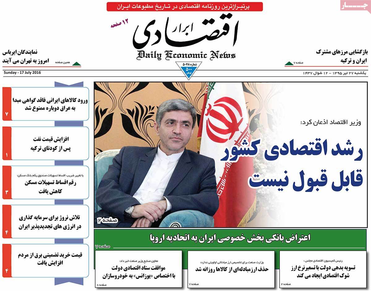 A Look at Iranian Newspaper Front Pages on July 17