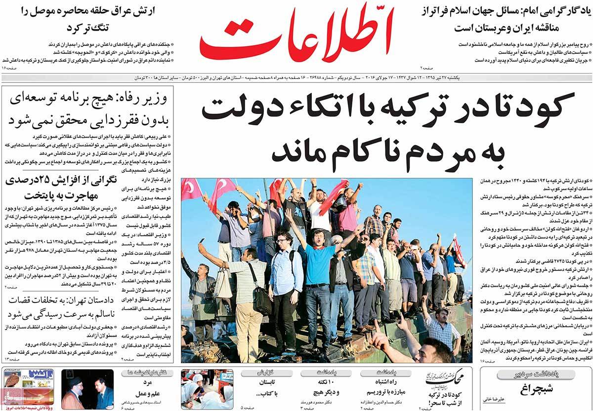 A Look at Iranian Newspaper Front Pages on July 17