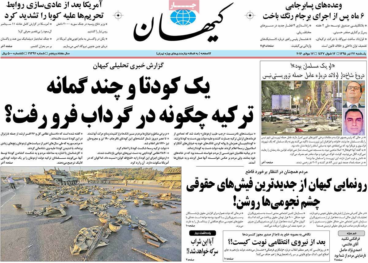 A Look at Iranian Newspaper Front Pages on July 17