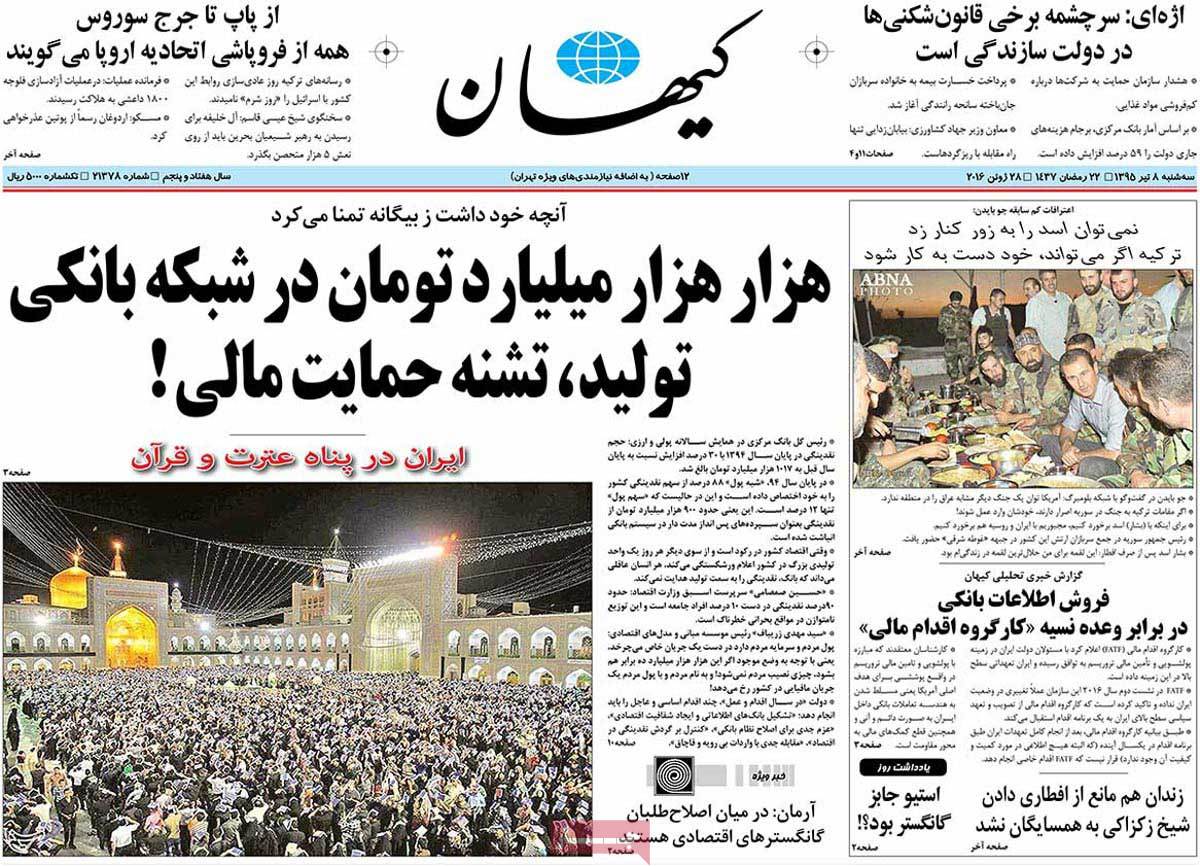 A Look at Iranian Newspaper Front Pages on June 28