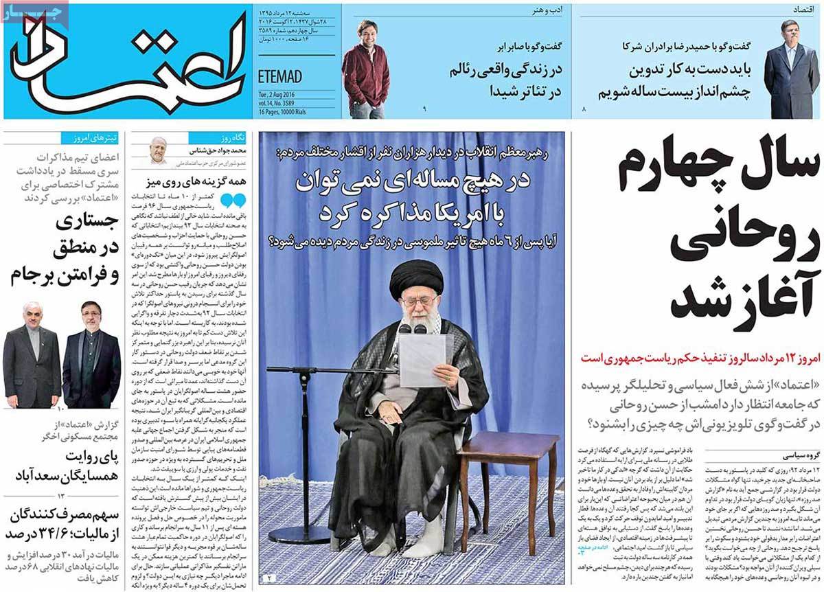 A Look at Iranian Newspaper Front Pages on August 2