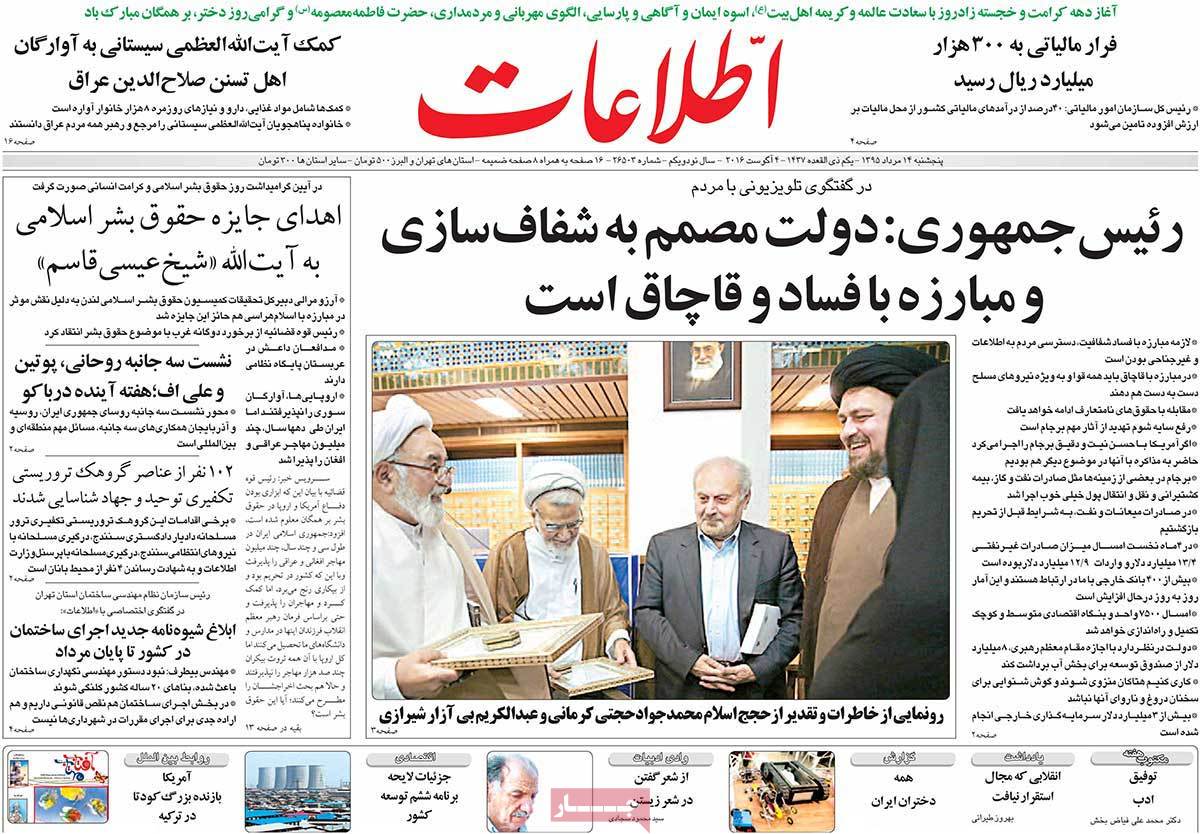 A Look at Iranian Newspaper Front Pages on August 4