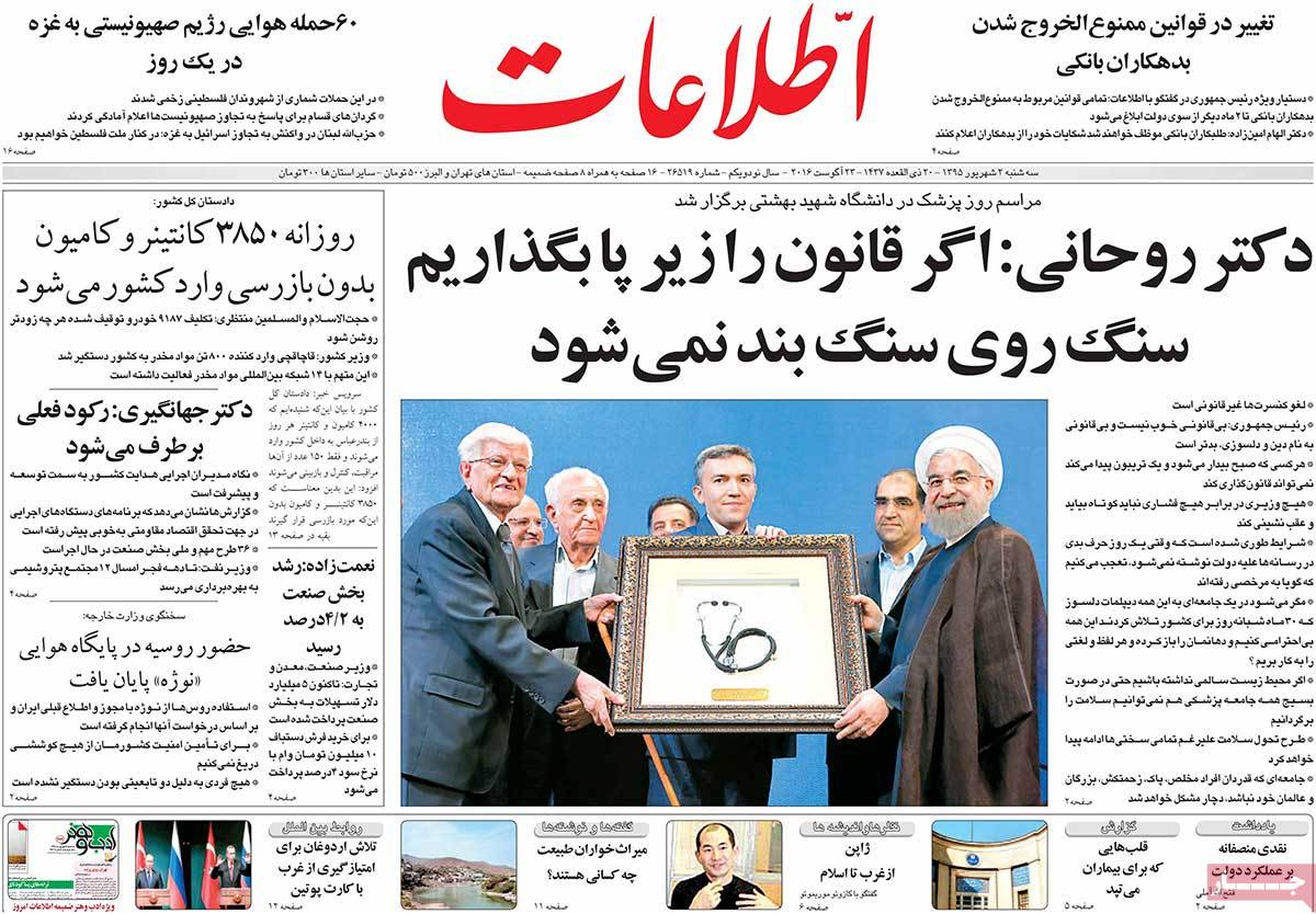 A Look at Iranian Newspaper Front Pages on August 23