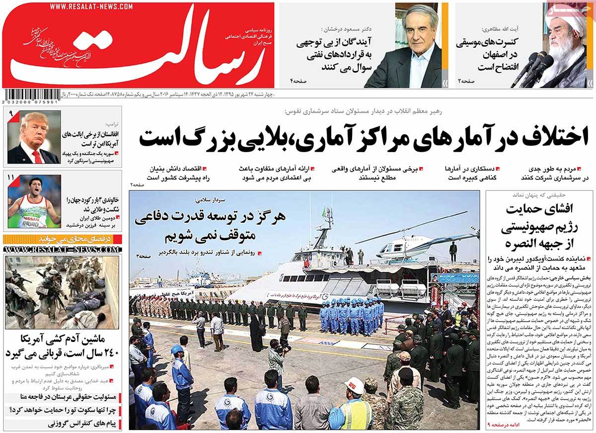 A Look at Iranian Newspaper Front Pages on September 14