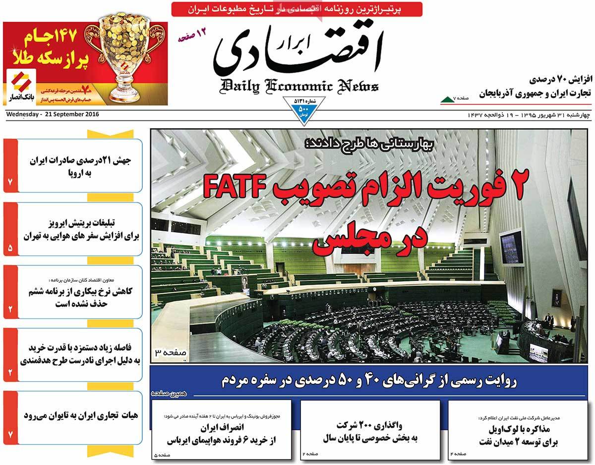 A Look at Iranian Newspaper Front Pages on September 21