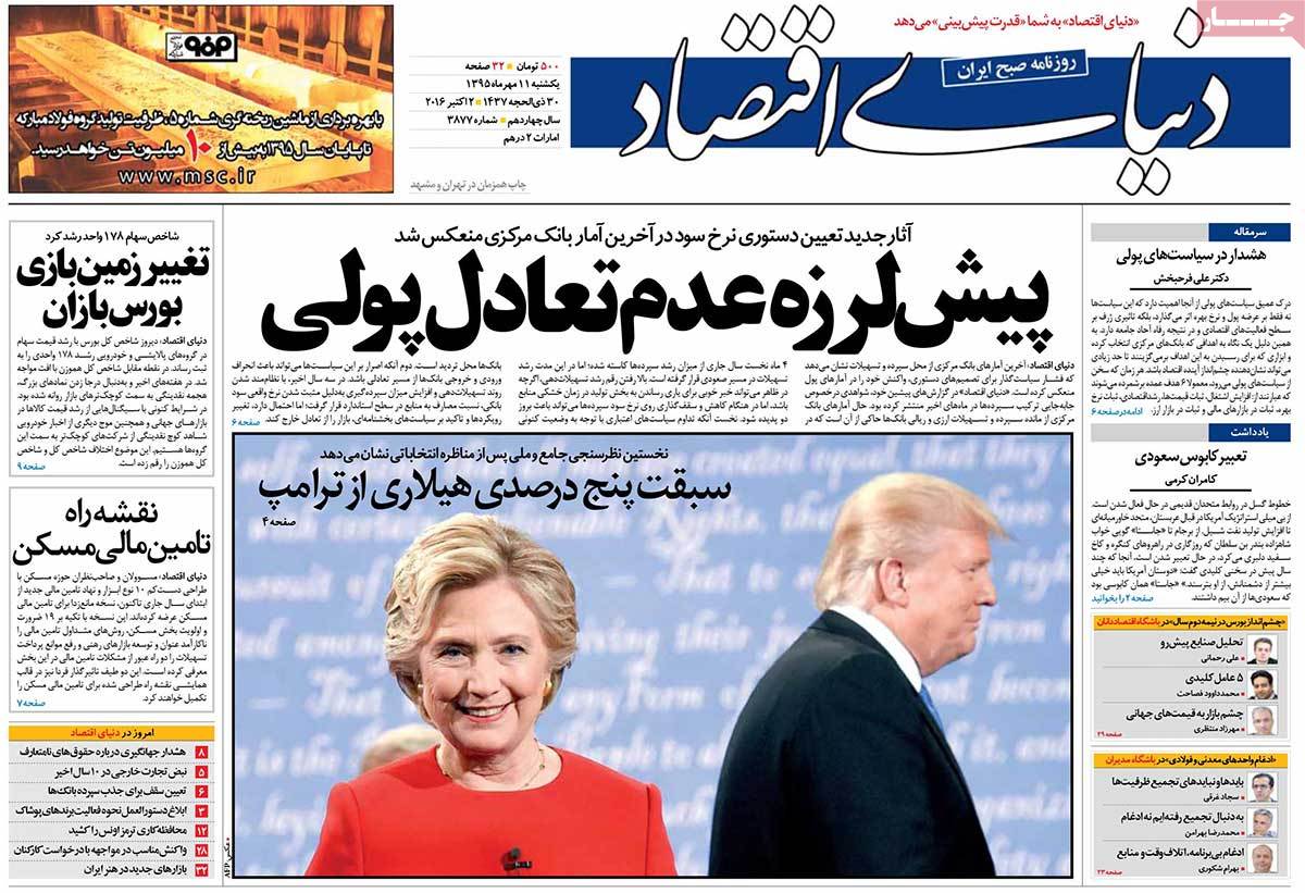 A Look at Iranian Newspaper Front Pages on October 2