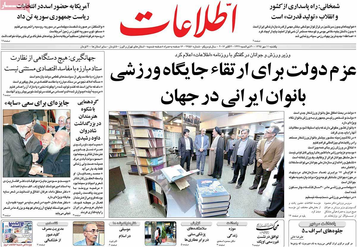 A Look at Iranian Newspaper Front Pages on October 2