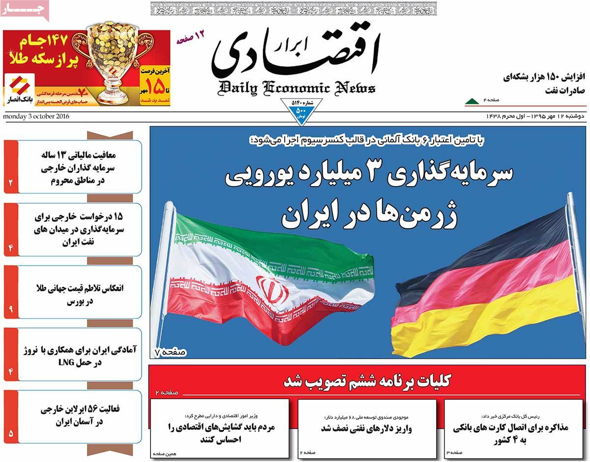 A Look at Iranian Newspaper Front Pages on October 3