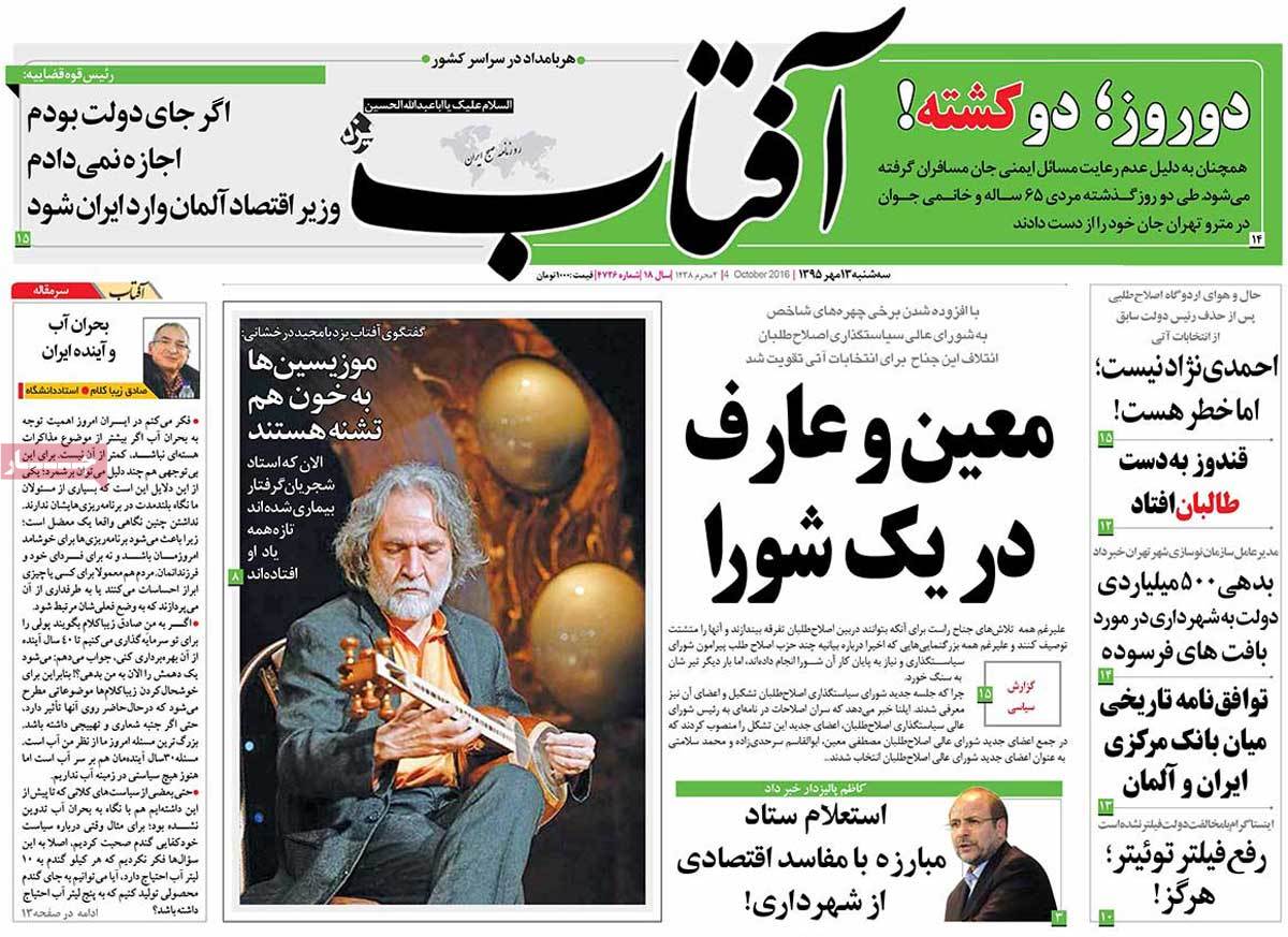 A Look at Iranian Newspaper Front Pages on October 4