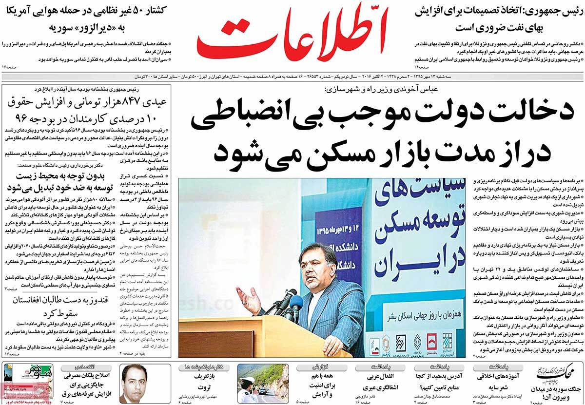 A Look at Iranian Newspaper Front Pages on October 4